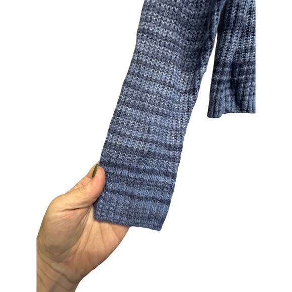 Aerie Blue Half Zip Waffle Knit Sweater XS โ Cozy Chunky Collared Pullover - Picture 2 of 10